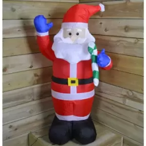 image of 120cm (4ft) Tall Inflatable Indoor / Outdoor Christmas Santa & Candy Cane