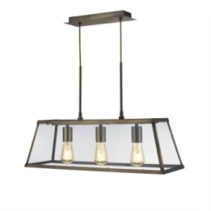 Image of Voyager 3 Light Lantern Pendant Bar Antique Brass, E27