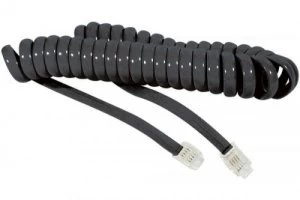 image of EXC Telephone Cord RJ9 Spiral Black 2 Metre Cable