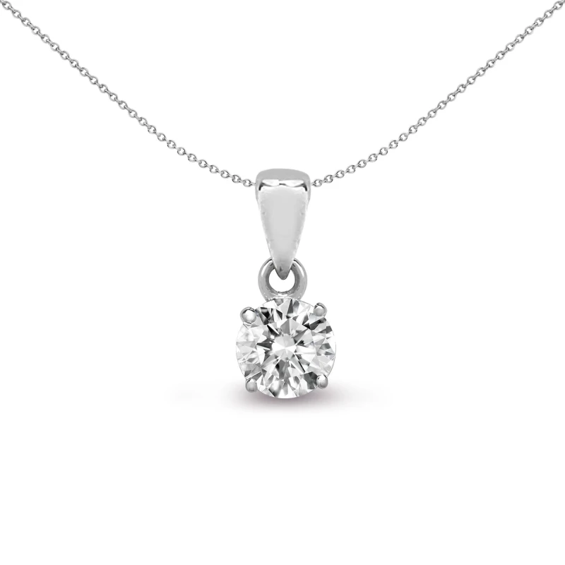 Image of Jewelco London 18ct White Gold 0.25ct Diamond Solitaire Charm Pendant - 18P010-025 Silver