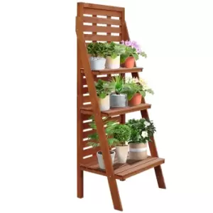 image of Three-Tier Plant Rack Outdoor Organiser Unit Ladder Design Storage