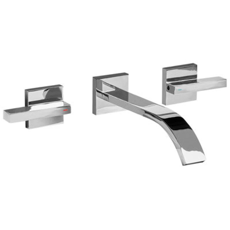 Image of Beliani Wall Mounted Basin Mixer Tap Berraco Brass Silver