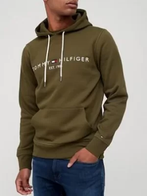 image of Tommy Hilfiger Tommy Logo Overhead Hoodie, Olivewood Size M Men