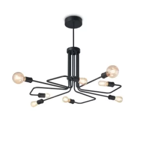 Image of Triumph Indoor Mutli Arm Ceiling Pendant Lamp 8 Lights Black, E27