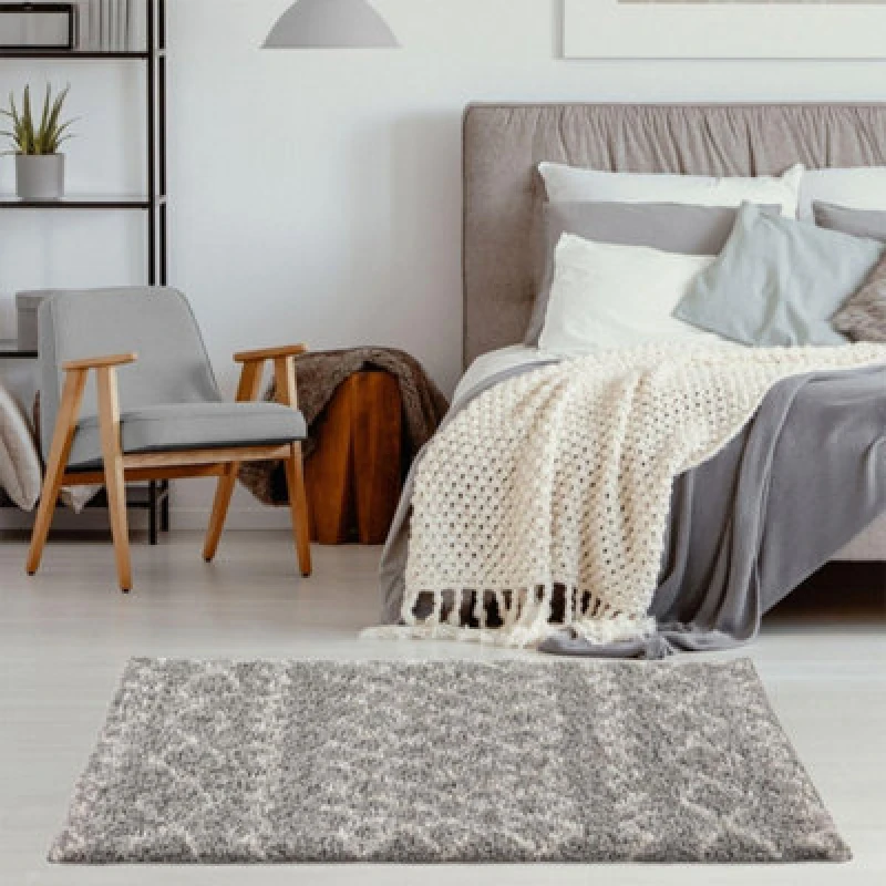 Image of The Rugs Moroccan Grey Shaggy Living Room Rug 910