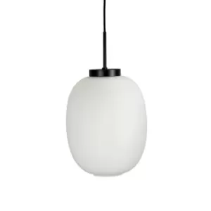 Opal Globe Pendant Ceiling Light With Black Suspension 39cm