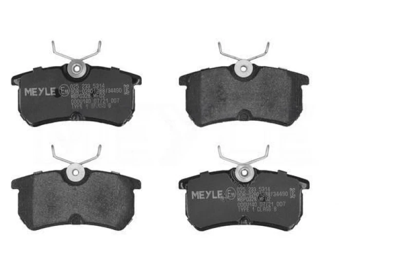 Image of MEYLE 025 233 5314 Brake pad set Rear Axle, excl. wear warning contact, Original Quality, with anti-squeak plate Brake Pad Set,disc brake (402)