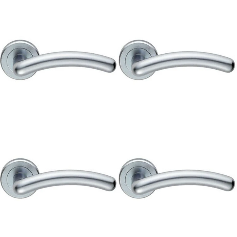 Image of Loops 4x PAIR Arched Round Bar Handle on Concealed Fix Round Rose Satin Chrome Multi