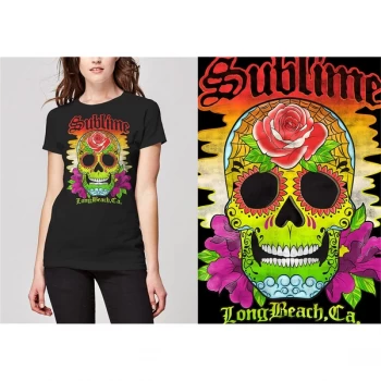 Image of Sublime - Colour Skull Ladies Large T-Shirt - Black