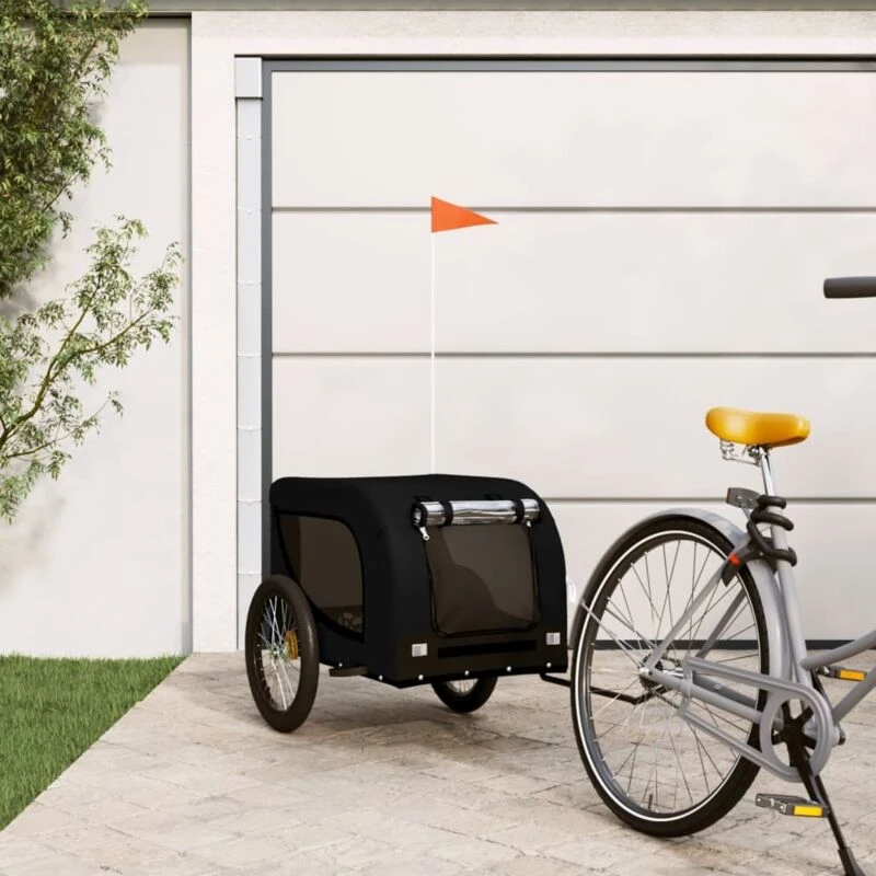 Image of VIDAXL Pet Bike Trailer Black Oxford Fabric and Iron vidaXL 8720845770952