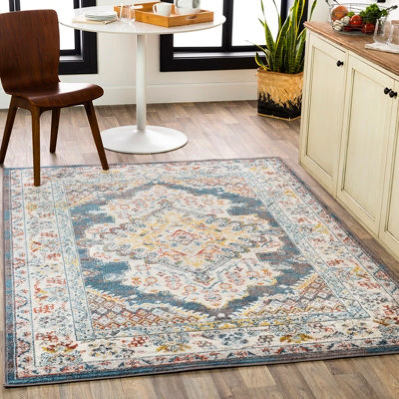 Image of Livabliss Vintage Oriental Boho Camel Jade Area Rug 160 X 213cm - Easy Care, Non Shedding, Ideal For Living Room & Bedroom