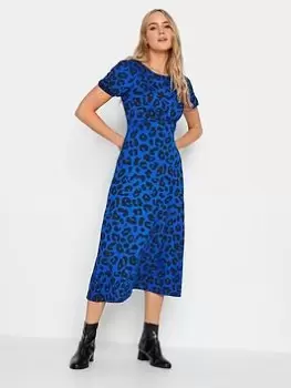 image of Long Tall Sally Long Tall Sally Blue Animal Flutter Sleeve Tea Dress, Blue, Size 12, Women