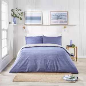 Image of Bethan Stripes Print Easy Care Reversible Duvet Cover Set, Navy/Grey, King - Fusion