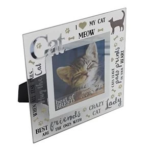 image of 4" x 4" - Best of Breed Glass Photo Frame - Cat