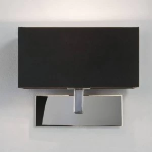 Image of 1 Light Indoor Wall Light Polished Nickel with Black Shade, E14