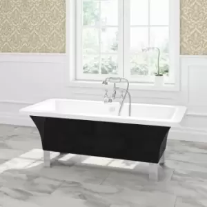 Image of Black Freestanding Double Ended Bath with Chrome Feet 1700 x 750mm - Athena