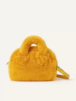 Image of Accessorize Faux Fur Handheld Crossbody, Yellow, Women