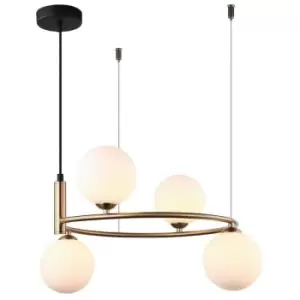 Italux Lighting - Italux Amily - Modern Hanging Pendant Golden 4 Light with White Shade, G9