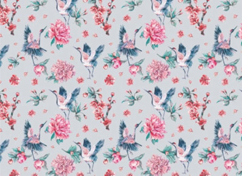 Image of As Creation Pink Crane Digital Mural 350Cm X 255Cm