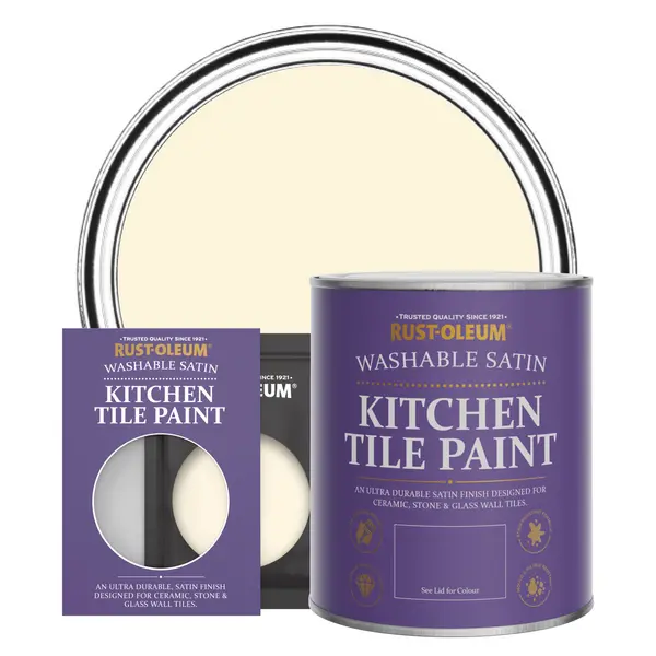 image of Rust-Oleum Kitchen Tile Paint, Satin Finish - CLOTTED CREAM - 750ml