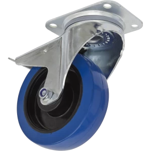 image of Sealey Swivel Plate Total Lock Castor Blue Elastic 160mm