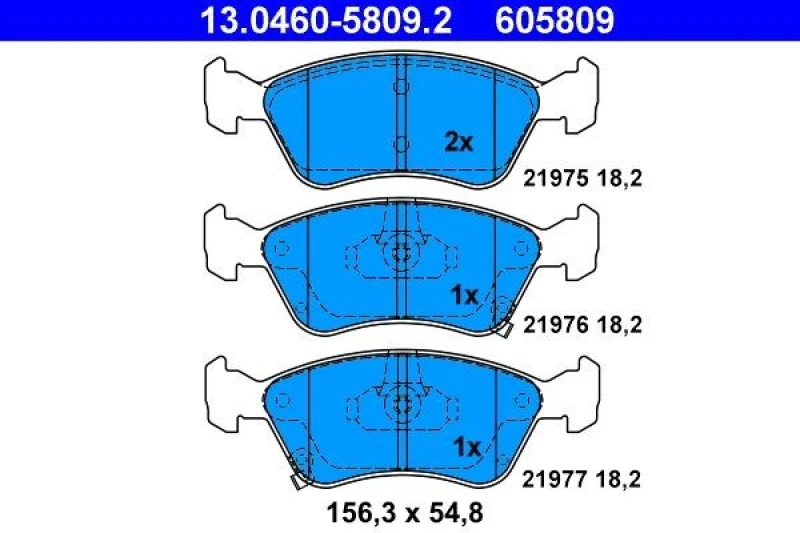 Image of ATE 13.0460-5809.2 Brake pad set with acoustic wear warning Brake Pad Set,disc brake (402)