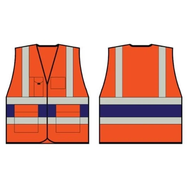 image of Beeswift Beeswift High Visibility Executive Vest Orange/Navy Blue S HVV45NS