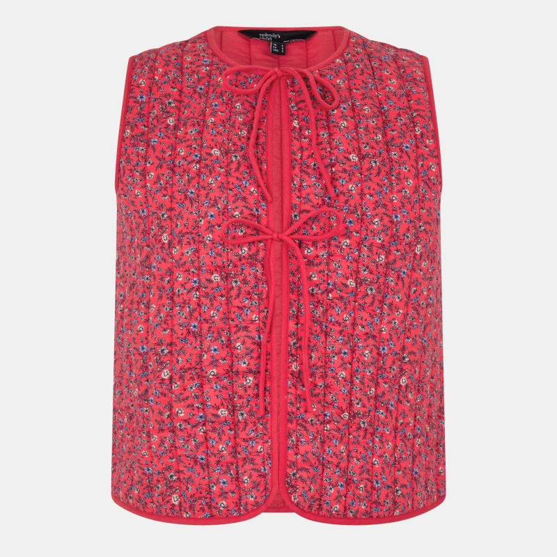 Image of Nobodys Child Womens Floral Quilted Short Puffer Jacket Red female 10 (S)