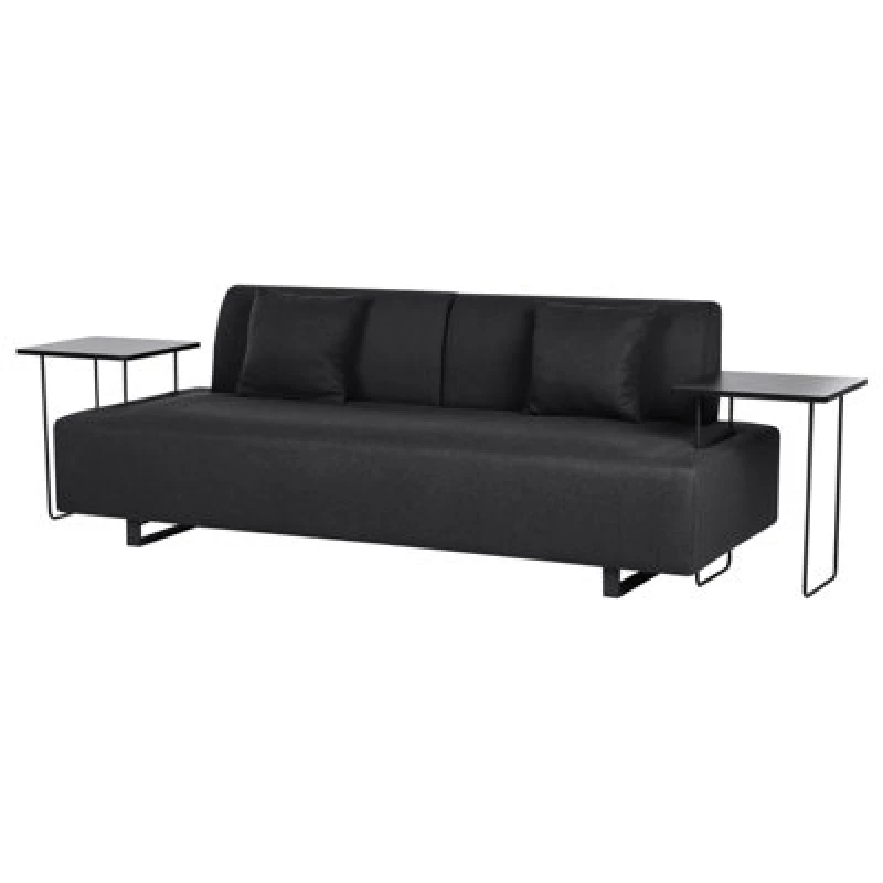 Image of Beliani Sofa 3 Seater Sokna Fabric Black With Tables
