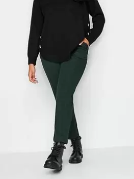 Image of M&Co Petite Petite Teal Check Slim Leg Trouser, Green, Size 8, Women