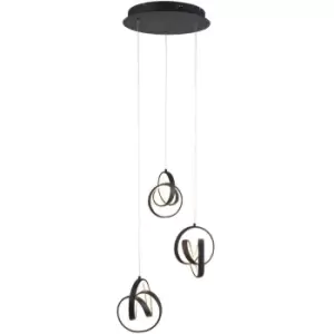 image of Textured Matt Black Modern 3 Light Ceiling Pendant - Integrated Warm White LEDs