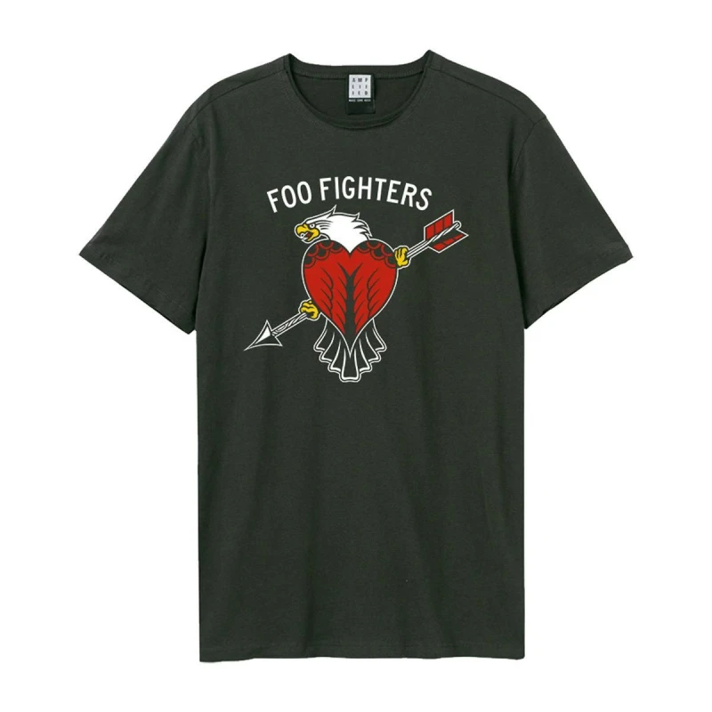 Image of Amplified Amplified Men Eagle Tattoo Foo Fighters T-Shirt in Charcoal Size: X-Small Charcoal XS Male 5063107999405
