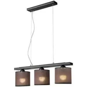 image of Sofia Bar Pendant Ceiling Light With Fabric Shade, Wenge, 3x E27