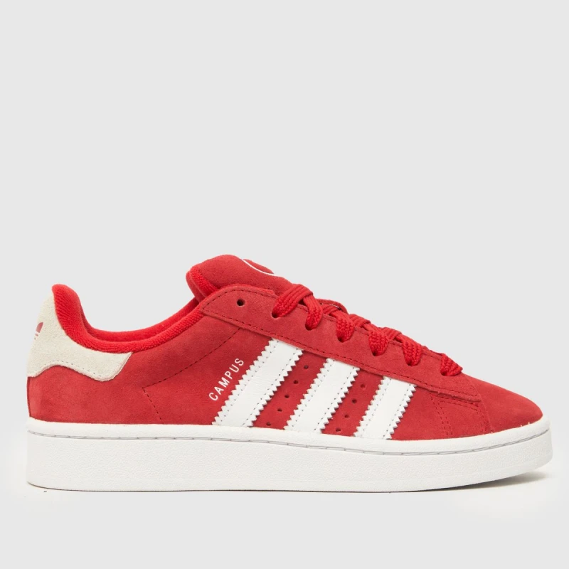 Image of adidas red campus 00s Boys Youth trainers Red/White UK 3