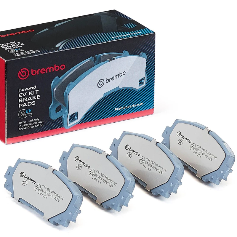 Image of BREMBO P 83 106E Brake pad set BEYOND LINE - EV excl. wear warning contact, without accessories, with anti-squeak plate Brake Pad Set,disc brake (402