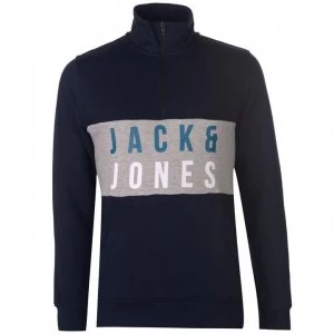 image of Jack and Jones quarter Zip Staple Fleece Top - Sky Captain