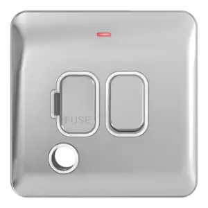 Image of Schneider LSD 13A Double Pole Switched Fused Spur With Flex Outlet White Insert Polished Chrome - GGBL5013WPC