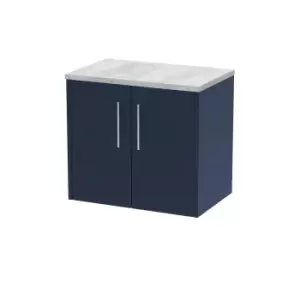 Image of Hudson Reed Juno 600mm Wall Hung 2 Door Vanity & Bellato Grey Laminate Top - Electric Blue