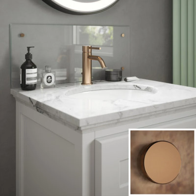 Image of Clear Glass Bathroom Splashback (copper Caps) 250Mm X 600Mm X 4Mm SB52157