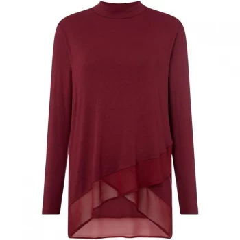 Image of Label Lab Cross over high neck knit & chiffon - Berry