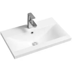 Image of Mid-Edge 5004 Ceramic 61cm Narrow Inset Basin with Dipped Bowl - size - color