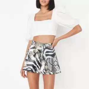 image of Missguided Animal Print Satin Floaty Shorts - Multi