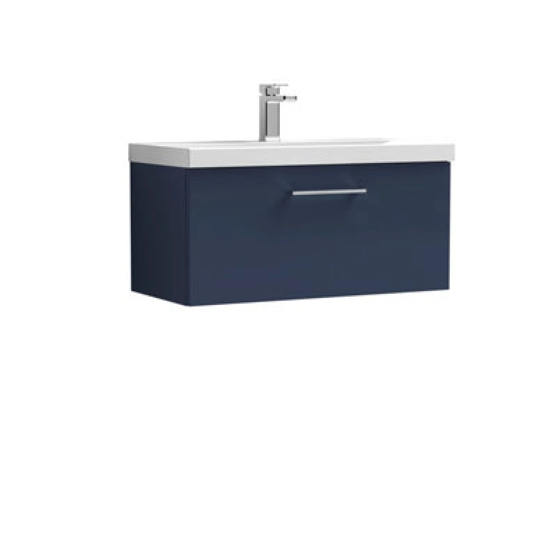 Image of NUIE Nuie - Arno Wall Hung 1-Drawer Vanity Unit with Basin-1 800mm Wide - Midnight Blue ARN2925A