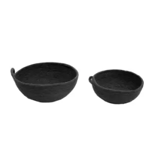 image of Interiors by PH Round Jute Baskets, Black, Set Of 2