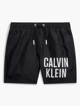 Image of Calvin Klein Boys Drawstring Swim Shorts - Black, Size Age: 14-16 Years