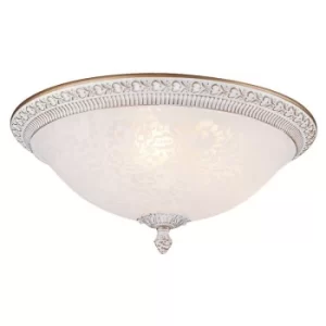 image of Pascal Flush Bowl Ceiling Lamp White with Gold, 3 Light, E27