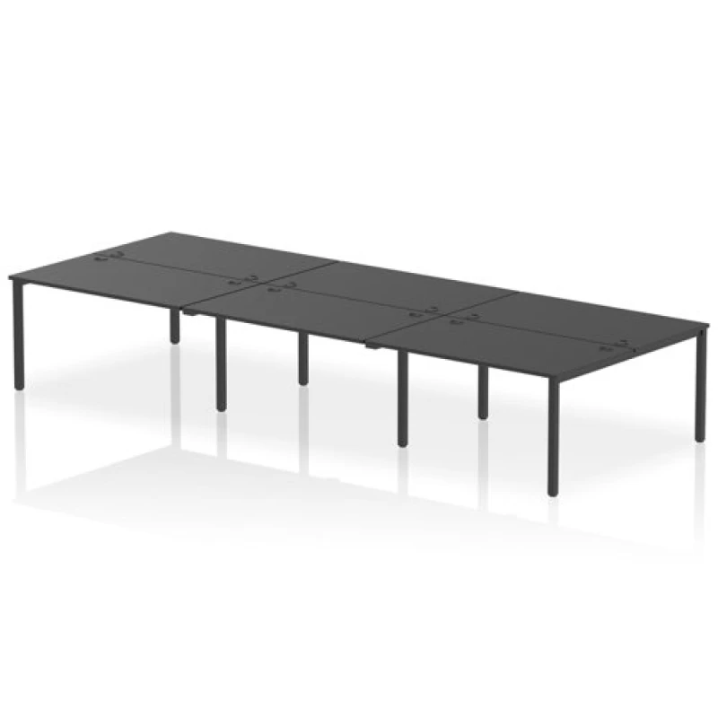 Image of Impulse Impulse Bench B2B 6 Person 1400 Black Frame Office Bench Desk Black IMB6P14BLKB