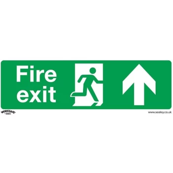 image of SS28P10 Safe Conditions Safety Sign - Fire Exit (Up) - Rigid Plastic - Pack of 10 - Sealey