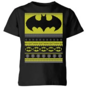 image of Batman Kids Christmas T-Shirt - Black - 11-12 Years