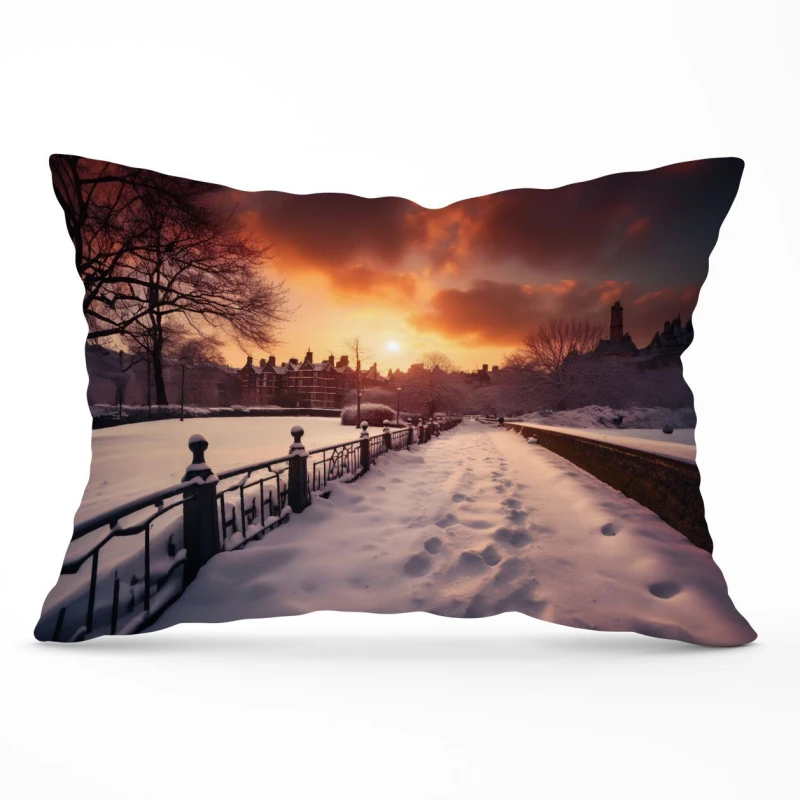 Image of Warren Reed - Designer A Snowy Walk In London Cushions Size: 45cm x 45cm Multicolor Unisex 45cm x 45 cm